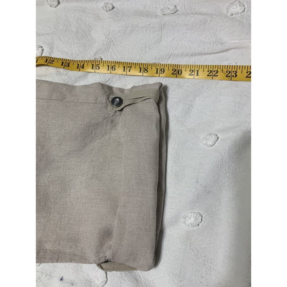 INC Women's Linen Pants Size 16 Brown Roll Tab Drawstring Zip Coastal Resort - Picture 7 of 9